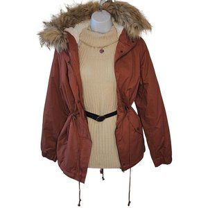 Brand New Faux Sherpa Lined Military Hooded Utility Parka Jacket Size Medium